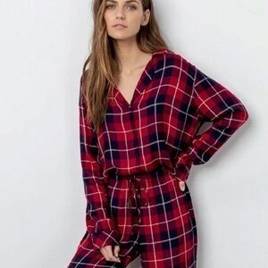 Rails • Red Plaid Crimson Navy Clara Button Down Top